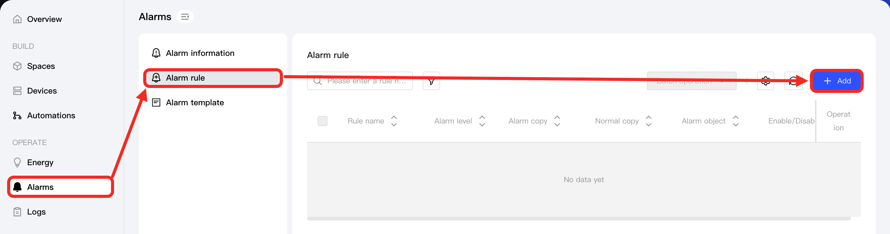 Add Alarm Rule