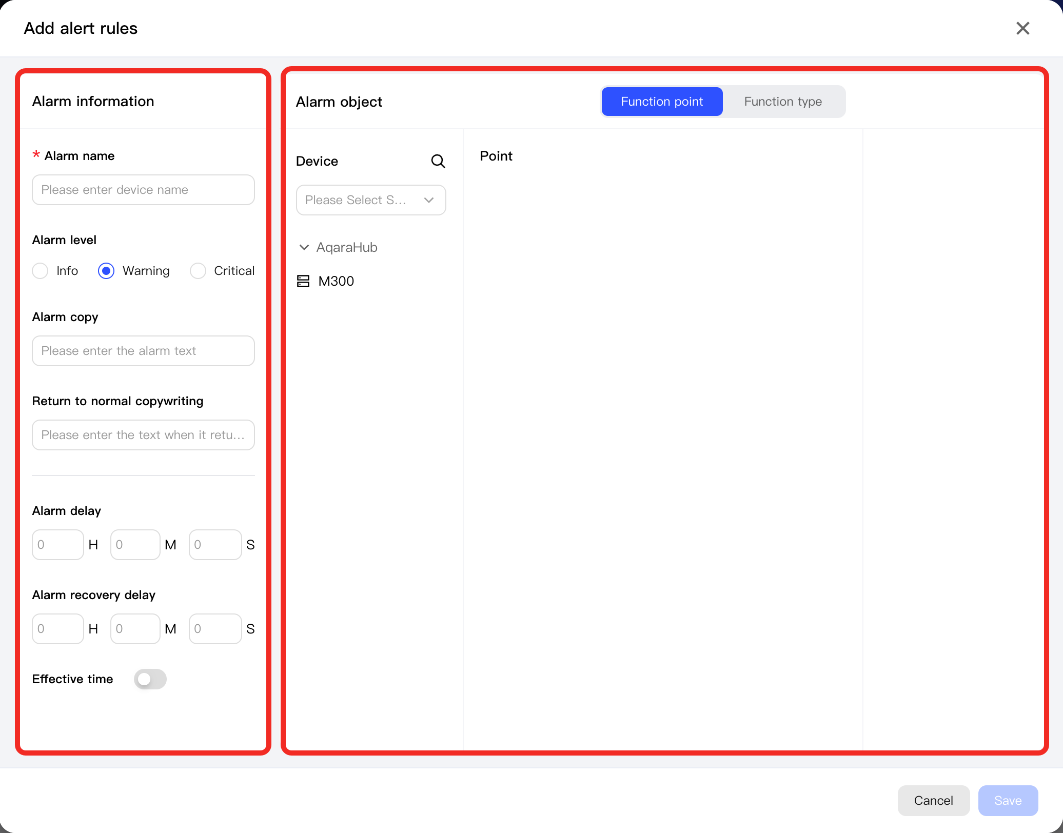 Add Alarm Rule Popup
