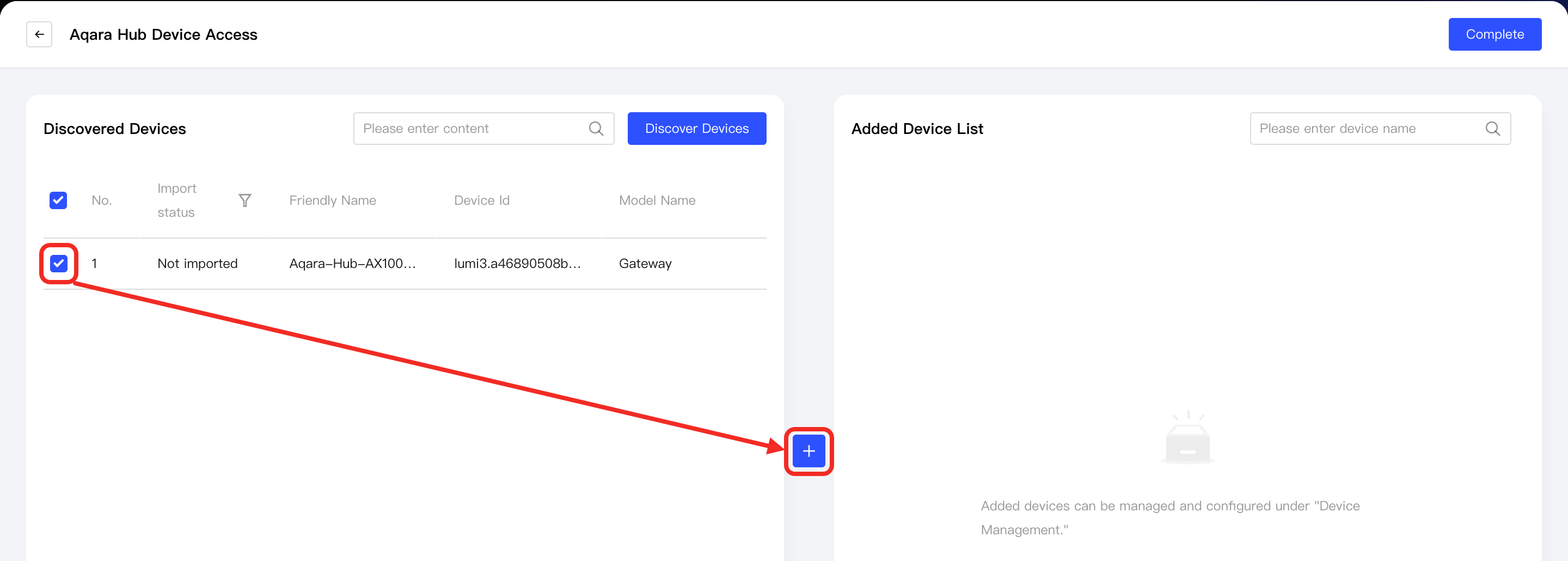 Add Discovered Aqara Hub Devices