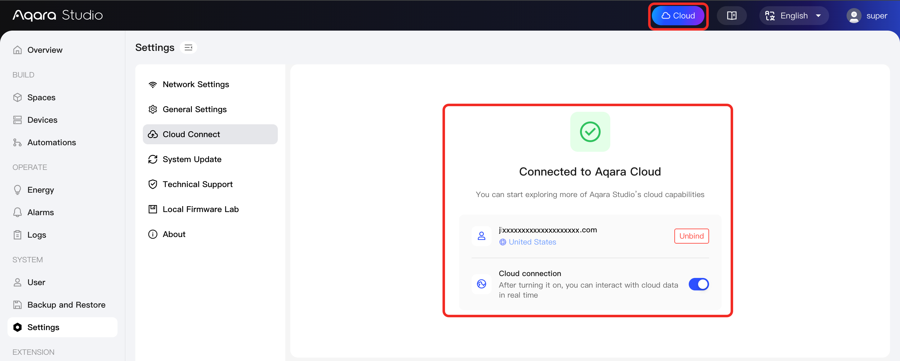 Connected to Aqara Cloud