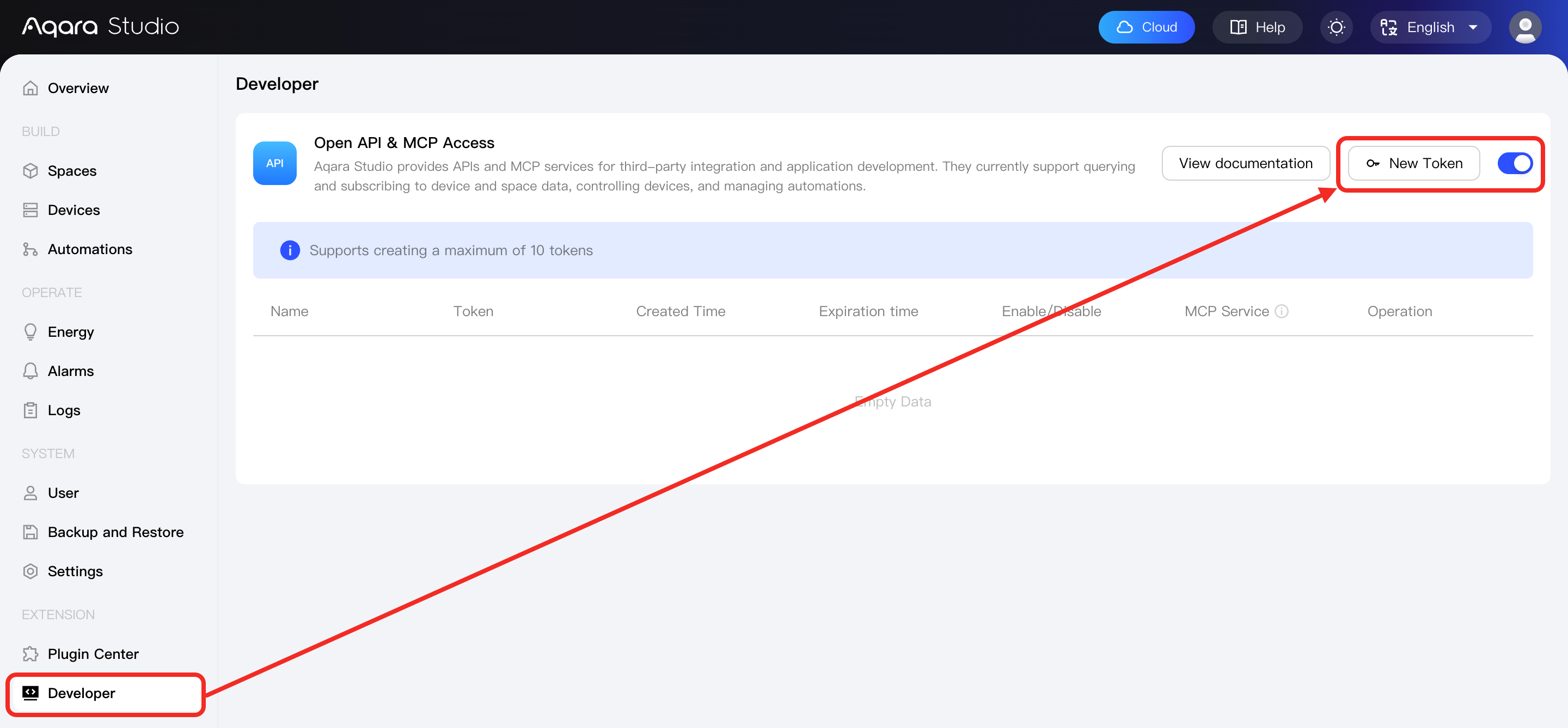 Click New Token Button