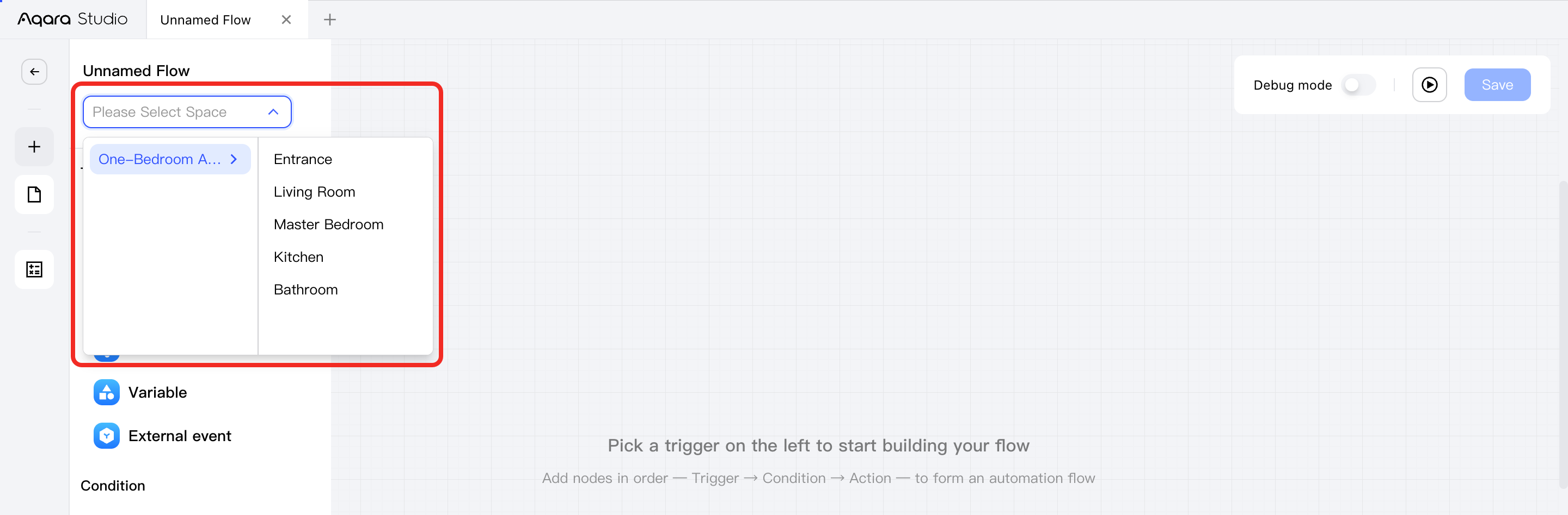 Assign automation to a space