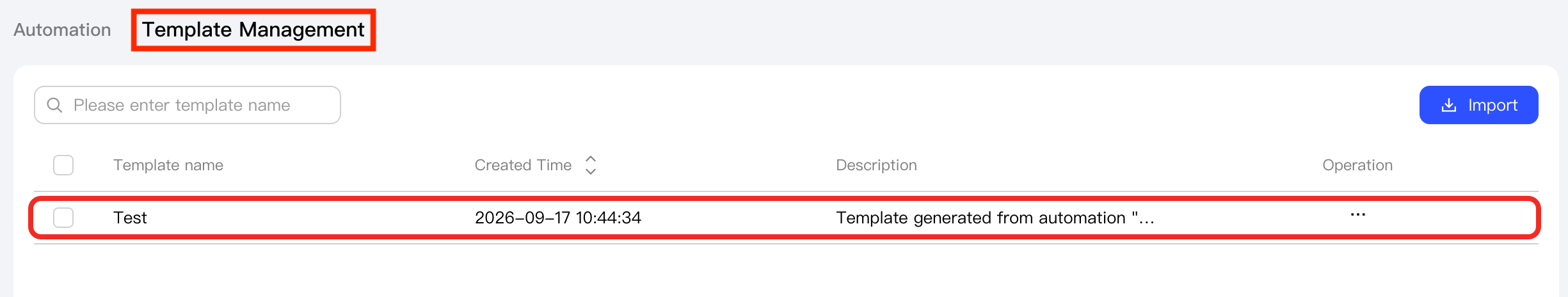 Template list