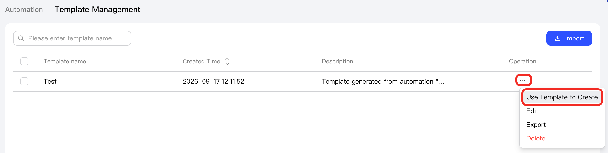 Create an automation from a template