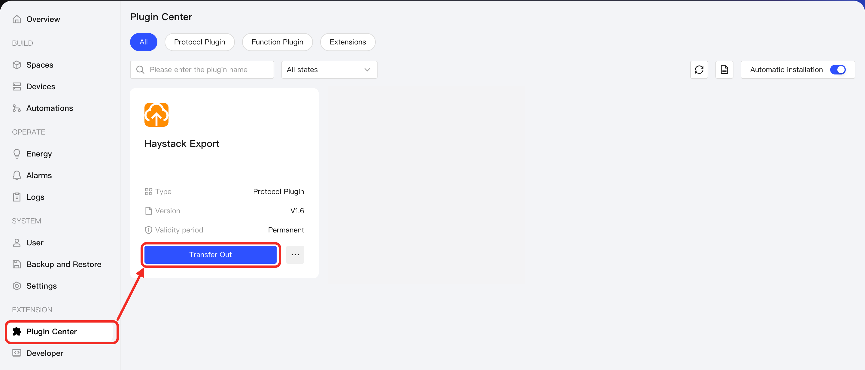 Click Transfer Out