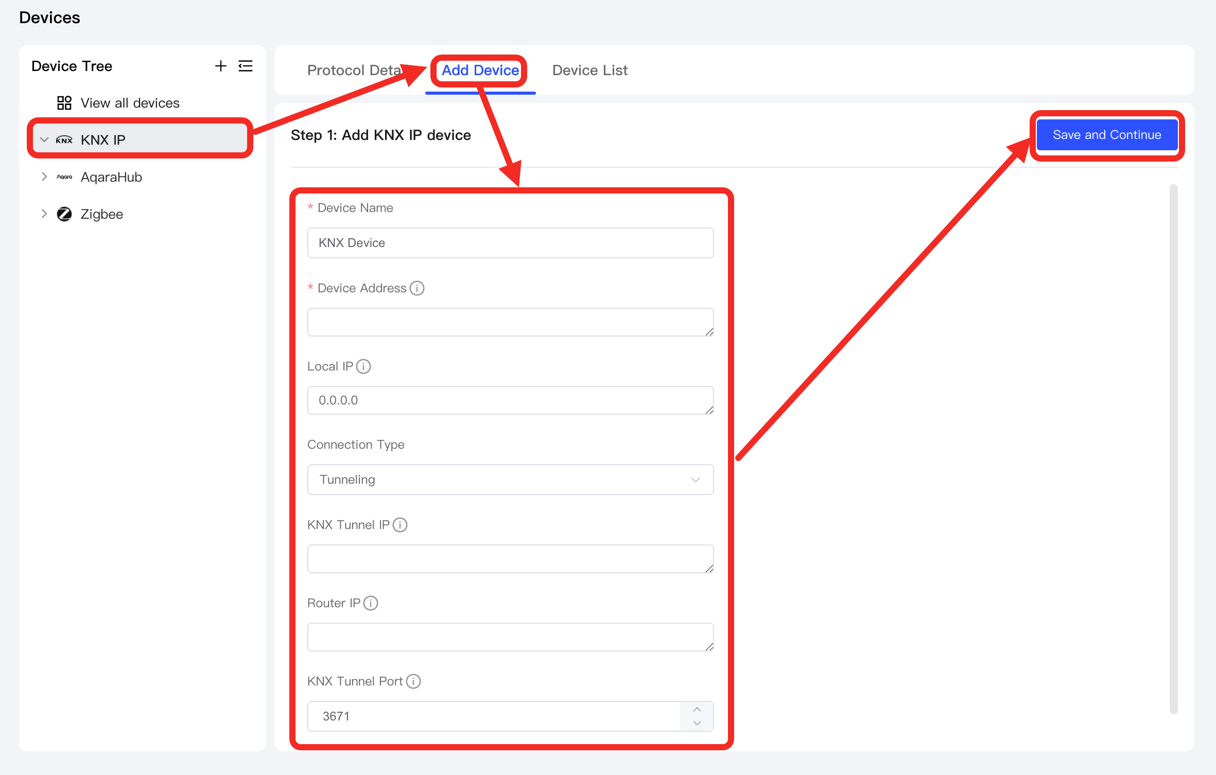 Add a KNX device