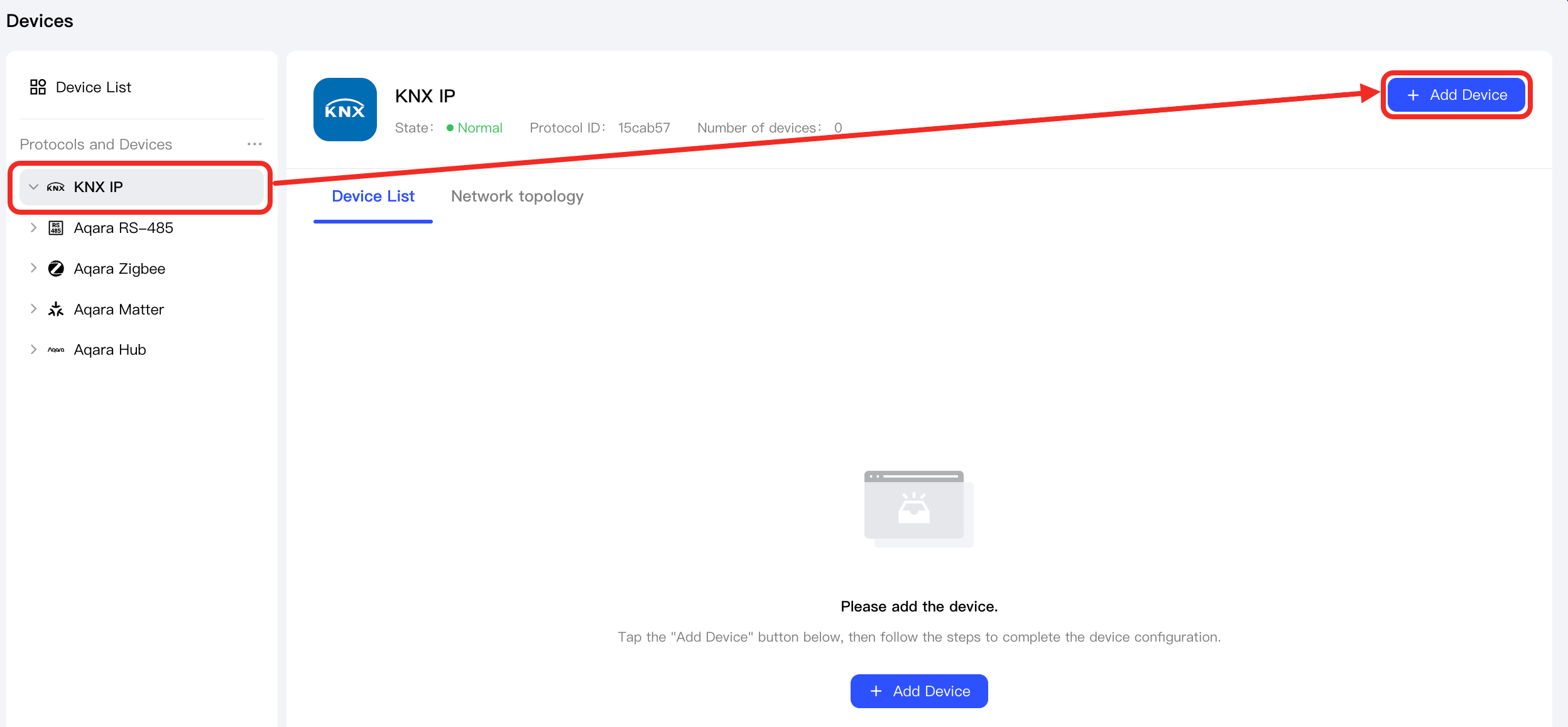 Click Add Device Button