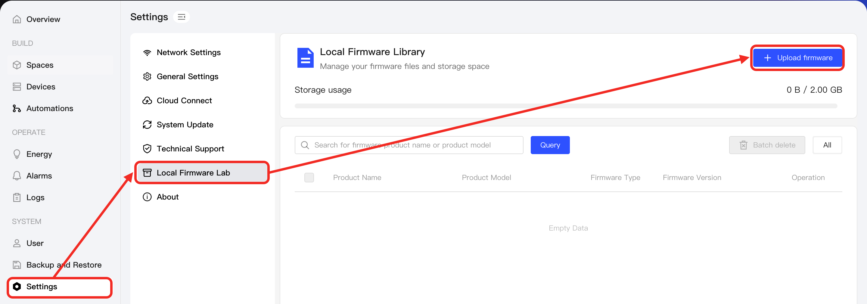 Upload Firmware