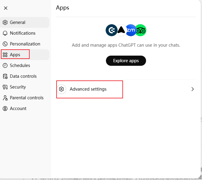 选择 Advanced settings